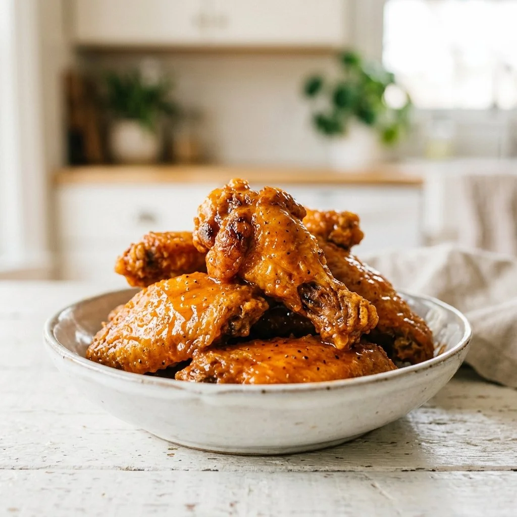 Delicious buffalo wings served with dipping sauce and celery sticks