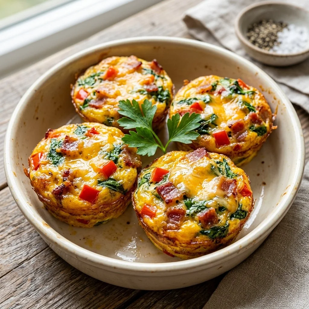Delicious and easy homemade egg bites with veggies and cheese