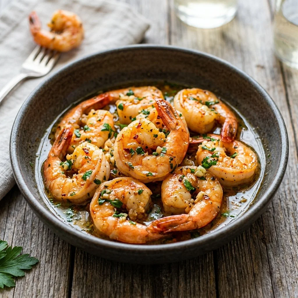 Delicious garlic butter shrimp cooked with herbs and spices