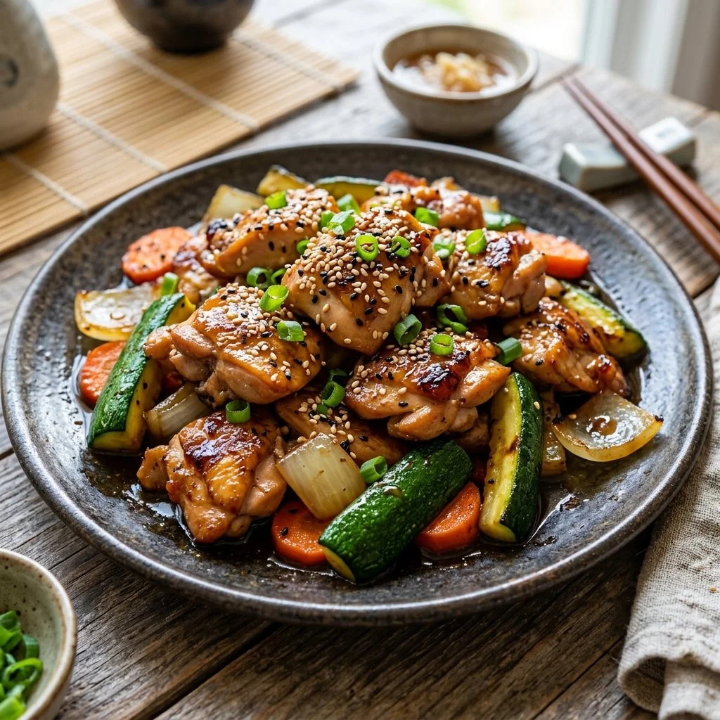 Delicious Hibachi Chicken served with vegetables on a grill