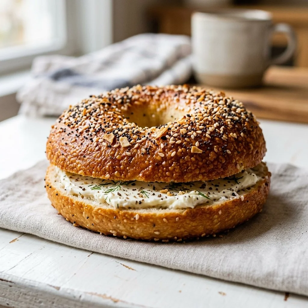 Homemade bagels fresh out of the oven, ready to be enjoyed with toppings.