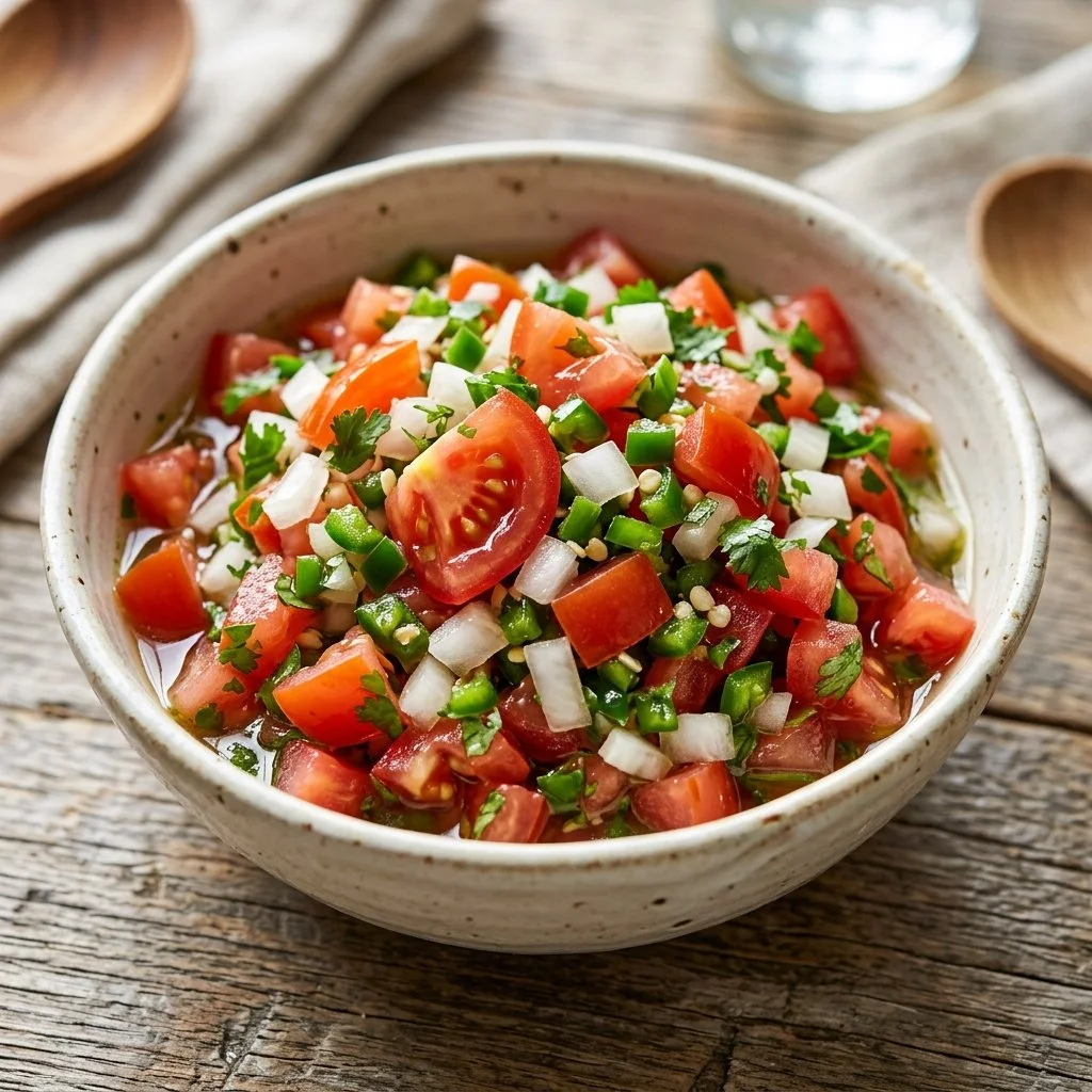 Fresh and colorful homemade Pico de Gallo served in a bowl