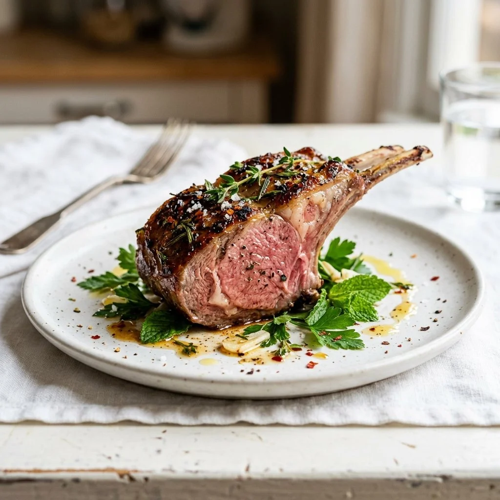 Deliciously cooked lamb chops garnished with herbs and spices.