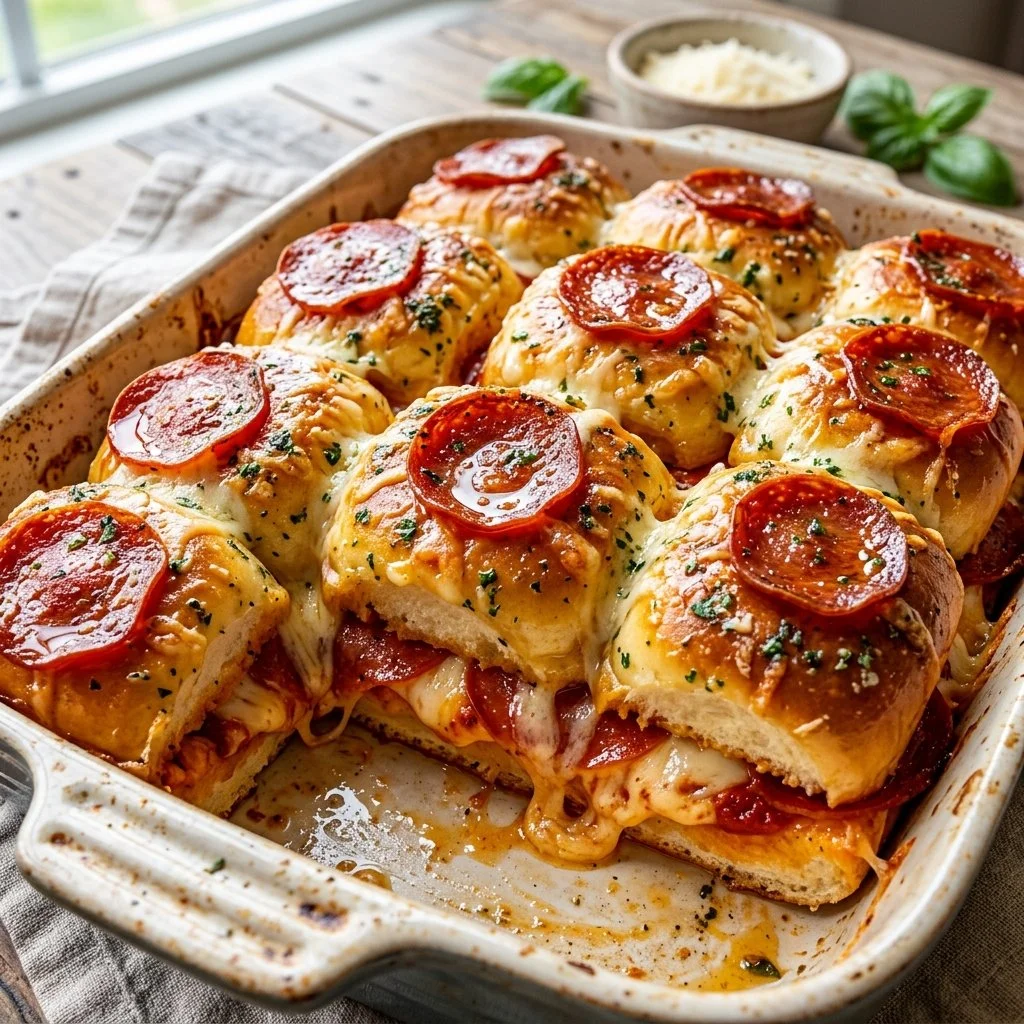 Delicious pepperoni pizza sliders on a platter, perfect for parties