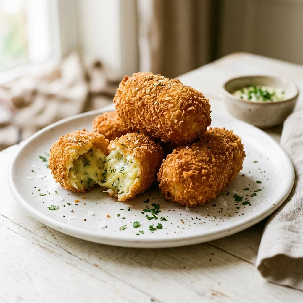 Delicious homemade Potato Croquettes ready to be served