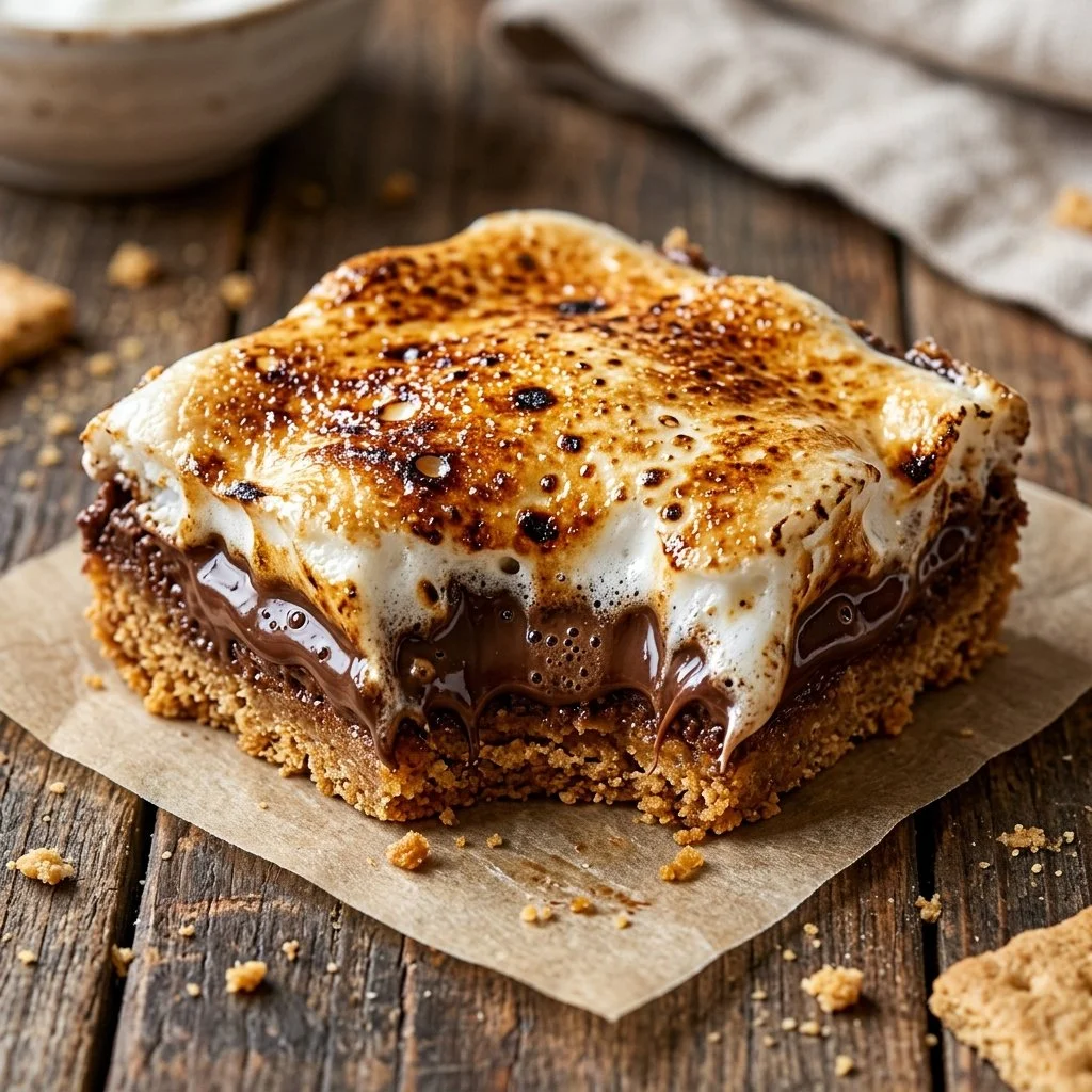Delicious homemade S'mores Bars with chocolate, marshmallows, and graham crackers