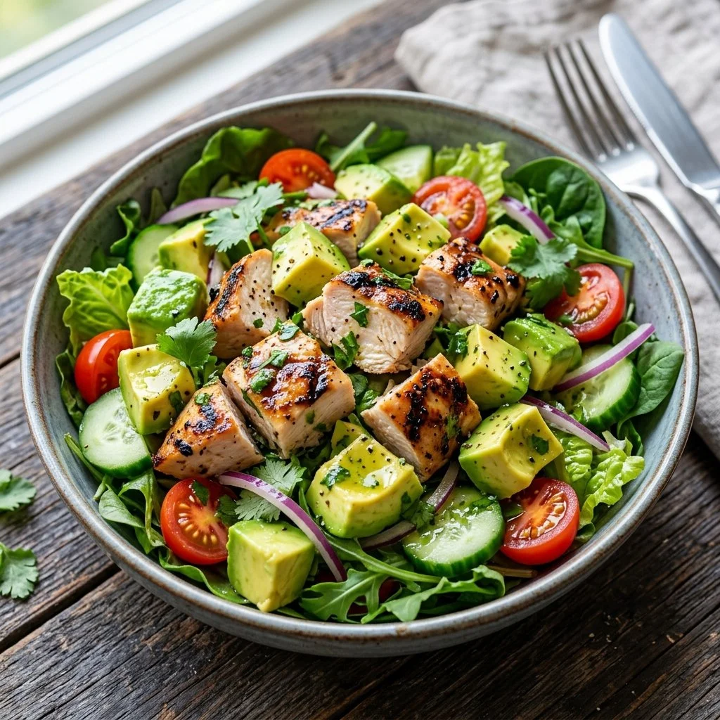 Delicious Chicken Avocado Salad with fresh ingredients and vibrant colors