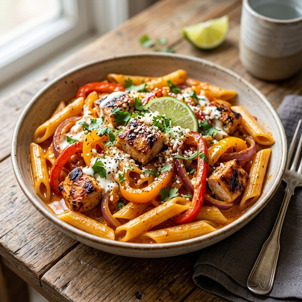 Delicious Chicken Fajita Pasta with vibrant vegetables and spices