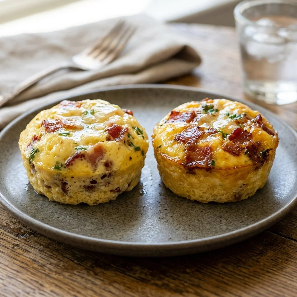 Homemade copycat Starbucks egg bites on a plate ready to enjoy