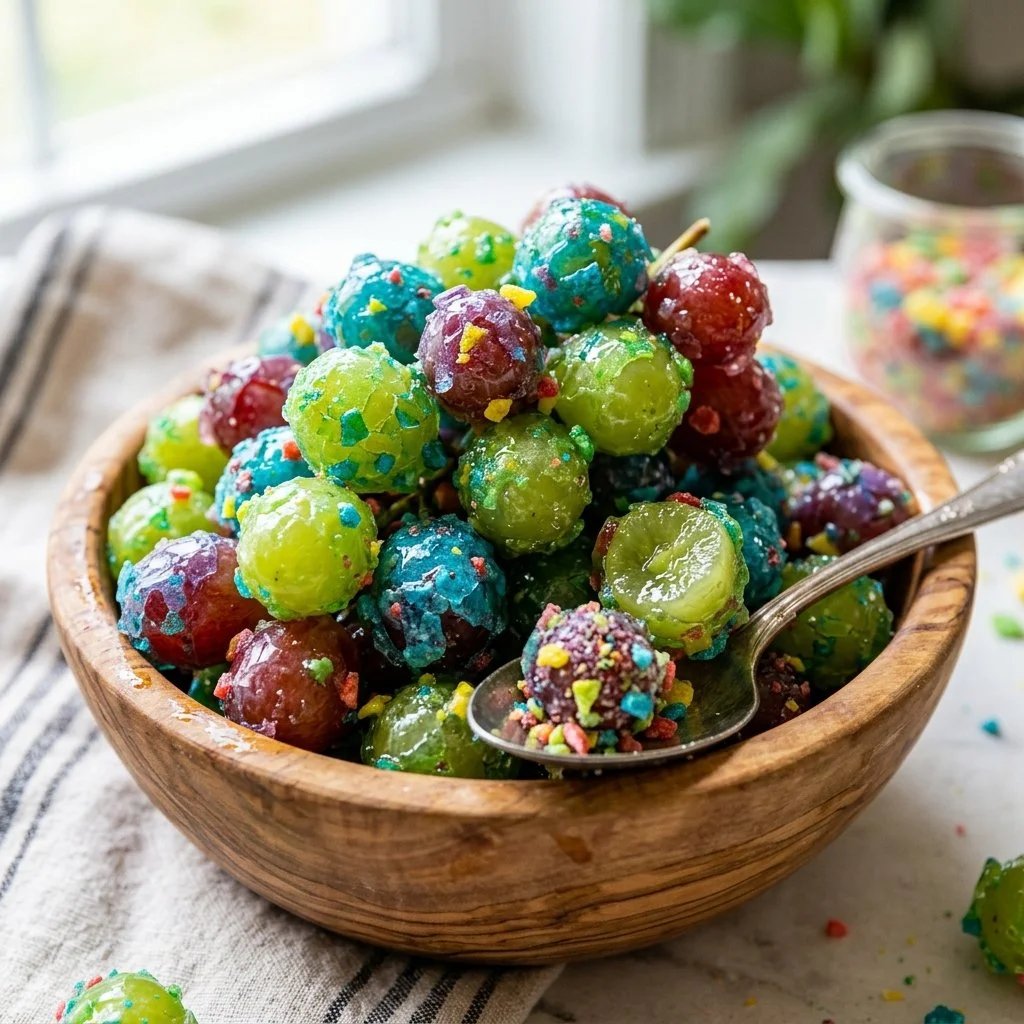 A bowl of freshly cracked grapes ready for juicing and cooking