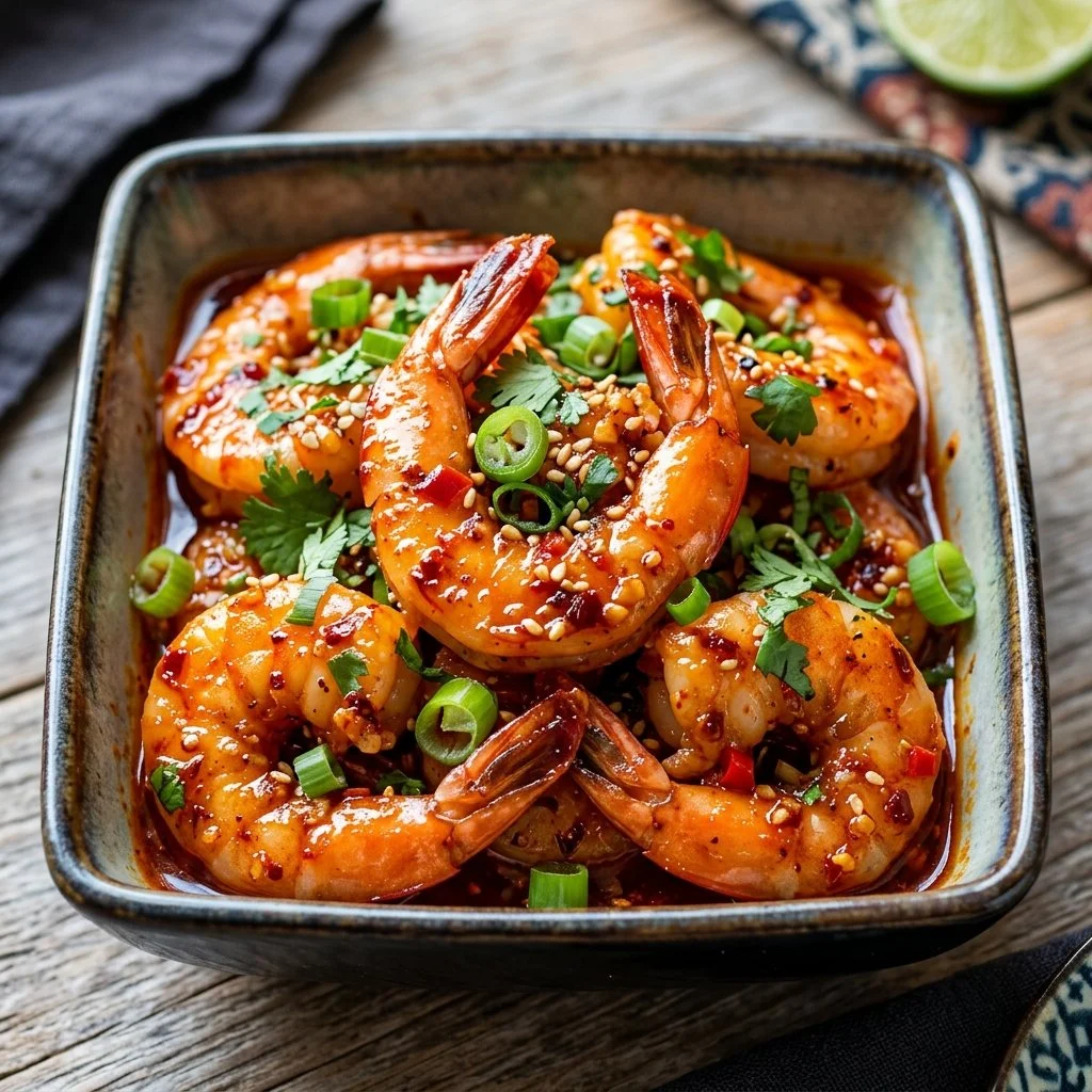 Delicious Firecracker Shrimp served with a spicy dipping sauce