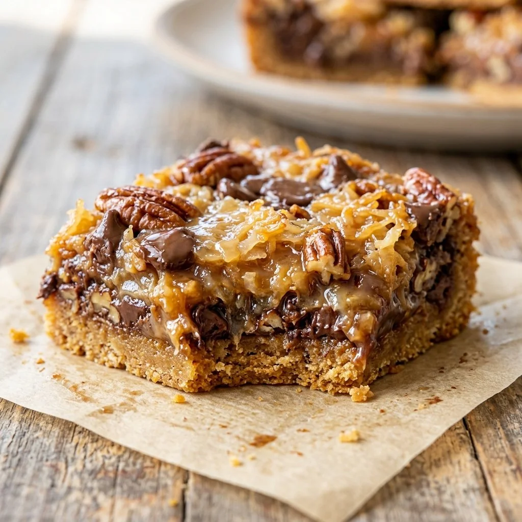 Deliciously layered Magic Cookie Bars with chocolate and coconut toppings