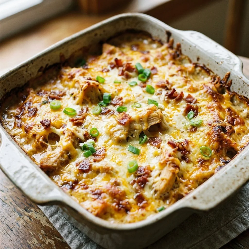 Delicious Million Dollar Chicken Bake with cheese and herbs.