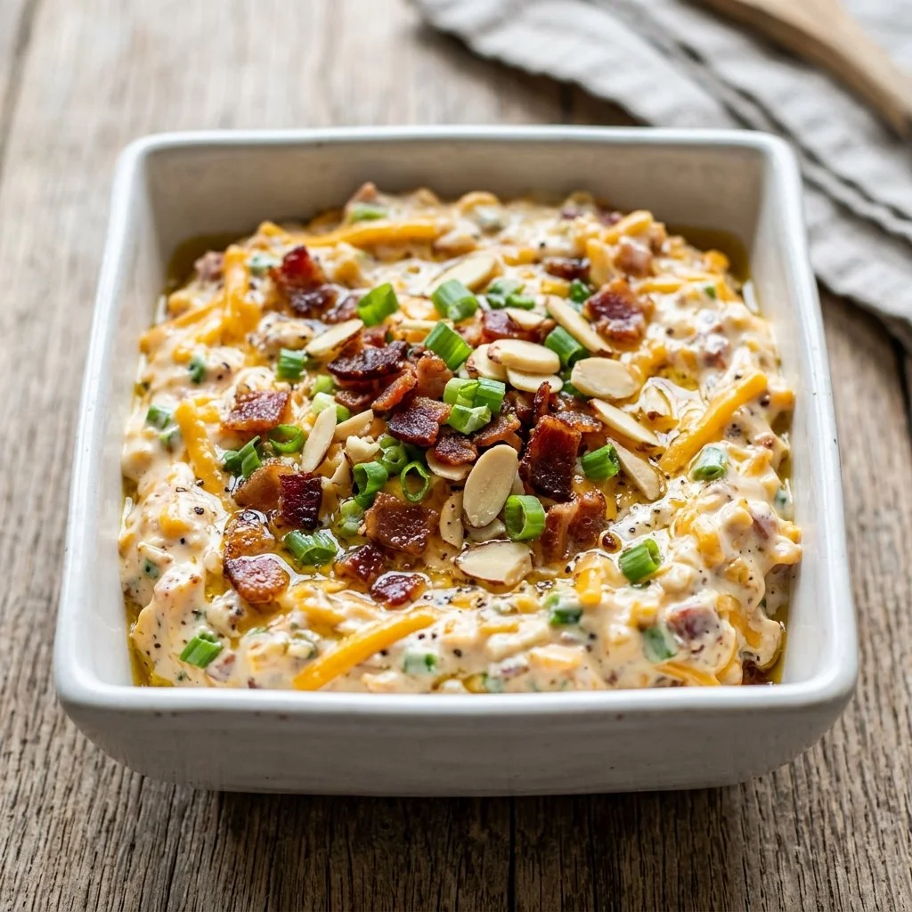 Delicious Million Dollar Dip served with tortilla chips and fresh veggies