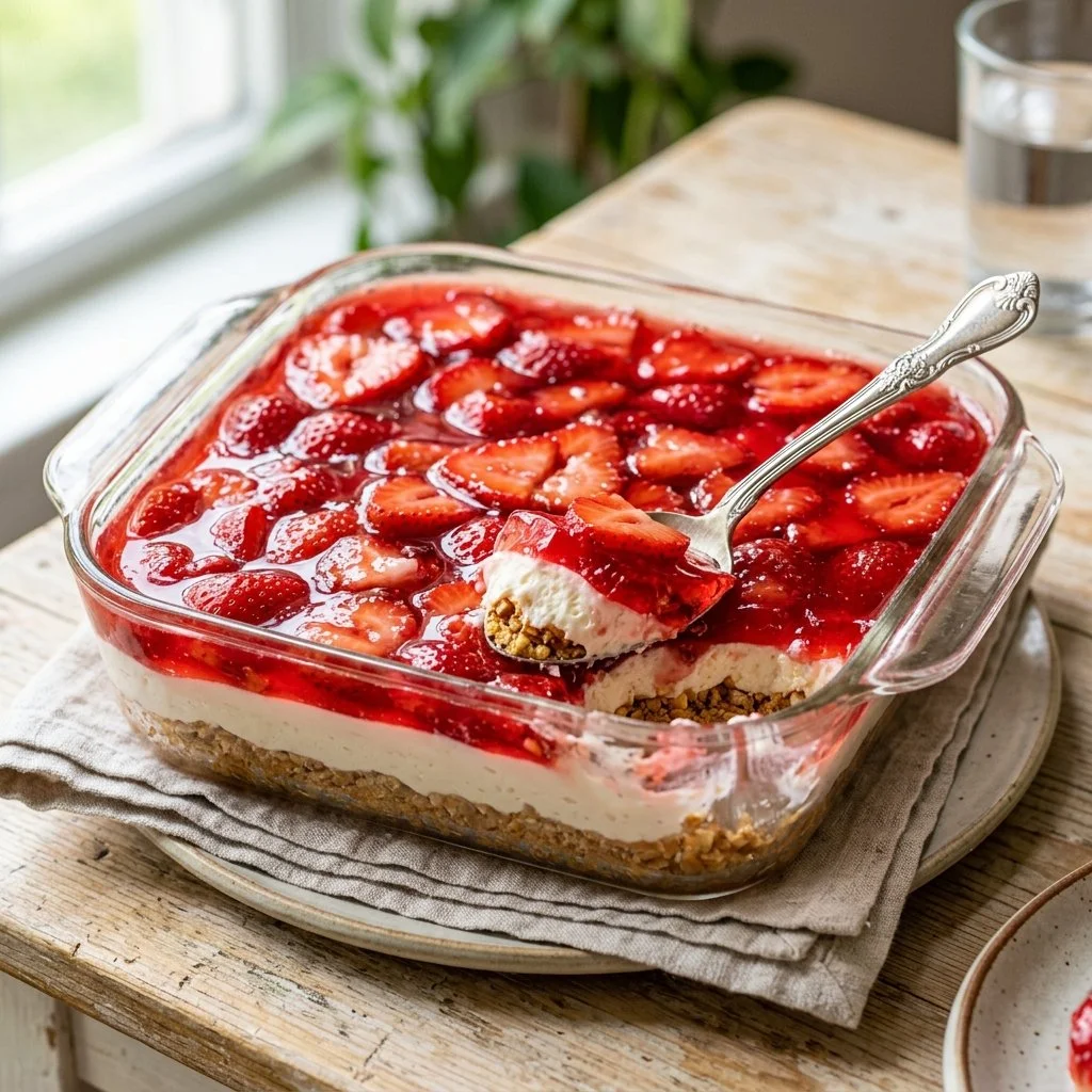 Delicious Strawberry Pretzel Salad with vibrant colors and layers