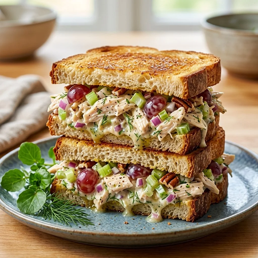 Delicious chicken salad sandwiches served on a plate