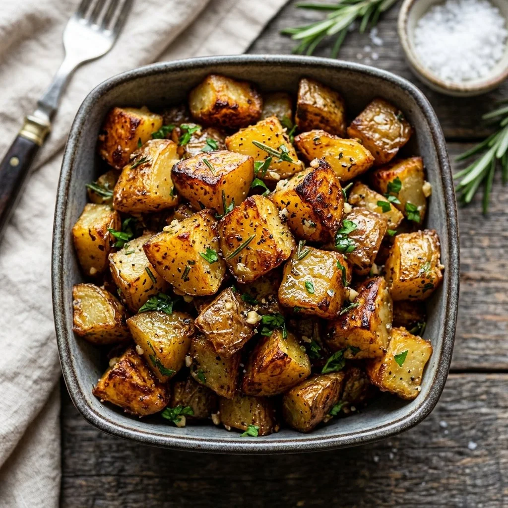 Crispy breakfast potatoes served on a plate, perfect for a delicious morning meal.