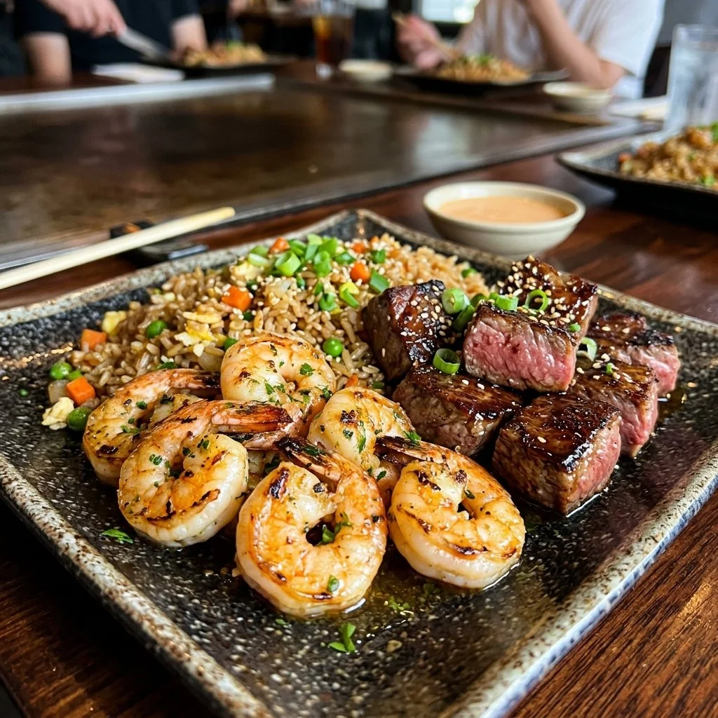 Delicious Hibachi Steak and Shrimp dish served at a restaurant