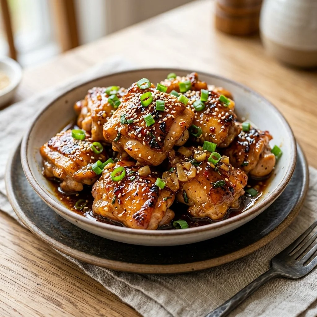 Delicious Honey Garlic Chicken served with vibrant vegetables.