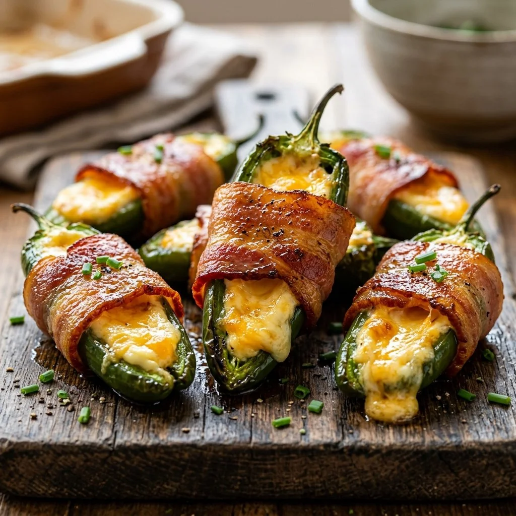 Delicious homemade jalapeno poppers stuffed with cheese and herbs