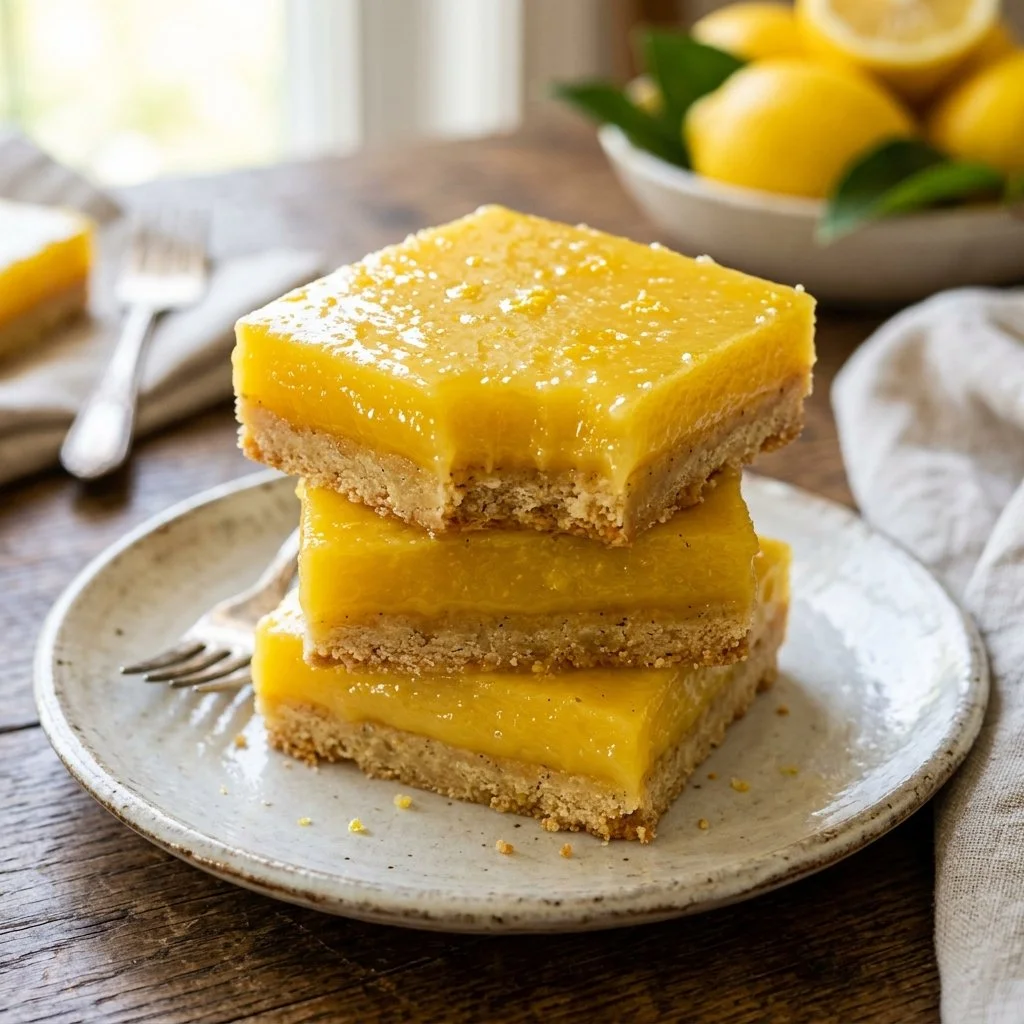 Delicious Meyer lemon bars with a buttery crust and tangy lemon filling.