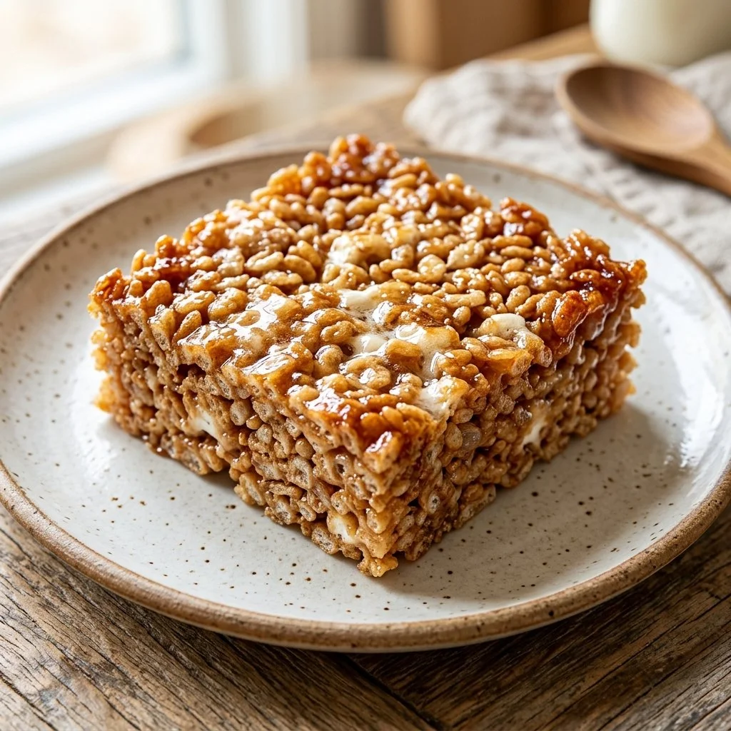 Delicious homemade Rice Krispie Treats cut into squares