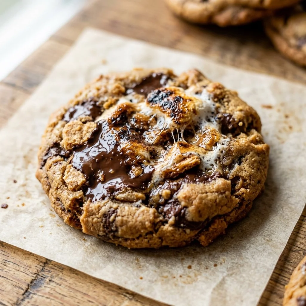 Delicious S'mores Cookies featuring chocolate, marshmallow, and graham crackers